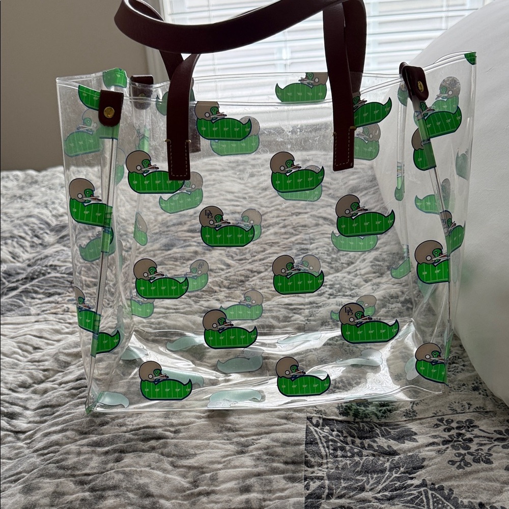 Dooney & Bourke Green Football Duck Clear Medium Shopper Tote